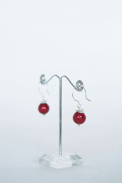 Irish handmade earrings in silver and red coral