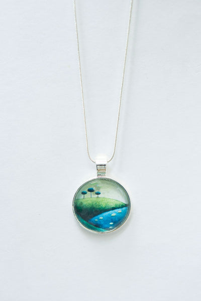 Handmade silver necklace with Irish landscape motif