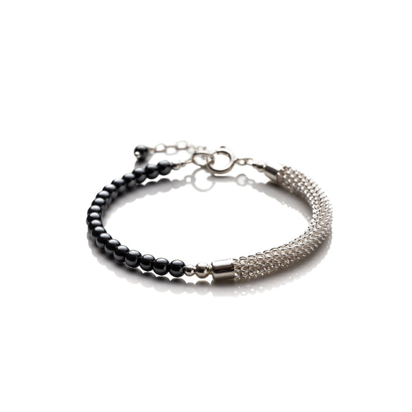 Kelly Marie Jewellery Design - Hand Wrapped Bangle Style Bracelet with Hematite stones
