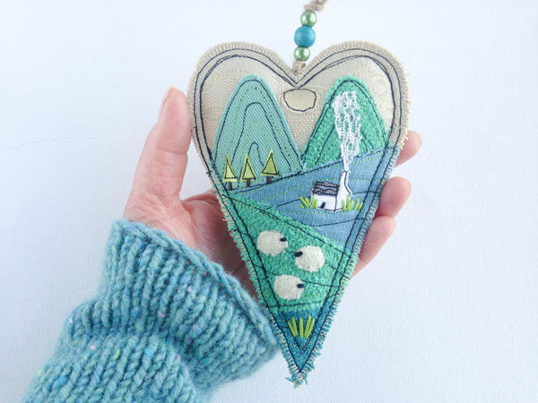Karen Pleass Textile Art: Irish Blessing Ornament - Blue