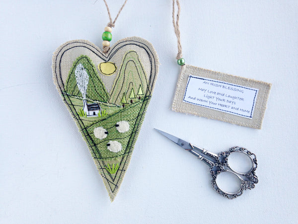 Karen Pleass Textile Art: Irish Blessing Ornament - Green