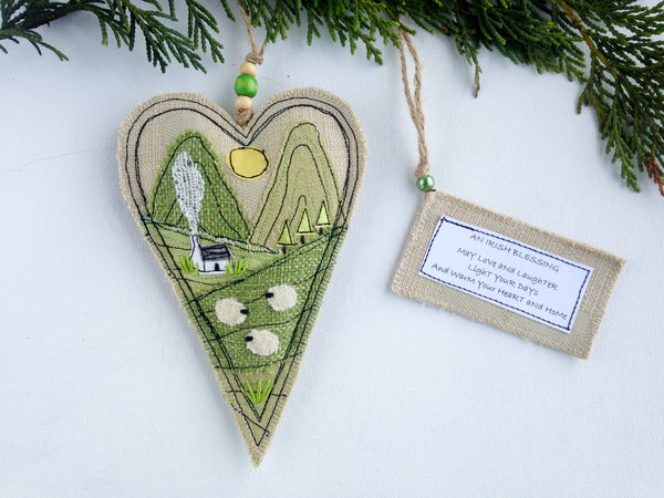 Karen Pleass Textile Art: Irish Blessing Ornament - Green