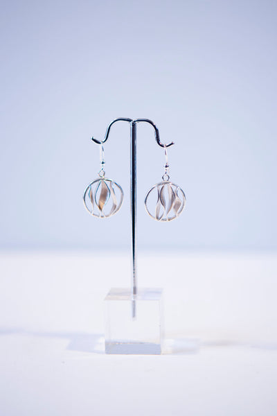 Seán Sugrue Goldsmith -Sterling Silver Wave Round Drop Earrings