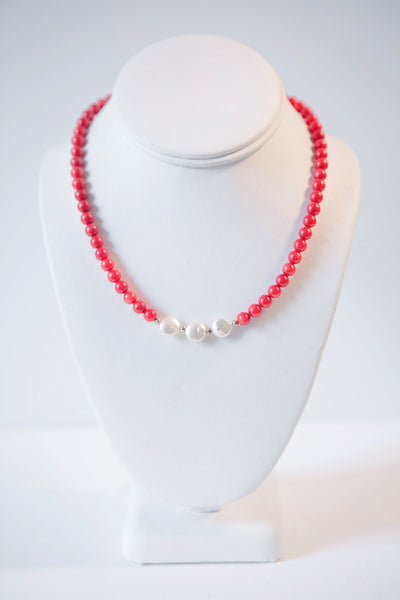 Alison Walsh Jewellery- Red Coral and Freshwater Pearl Necklace