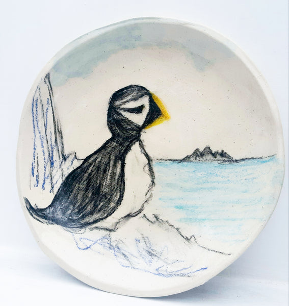 Skellig Pottery - Hand painted Puffin Plate